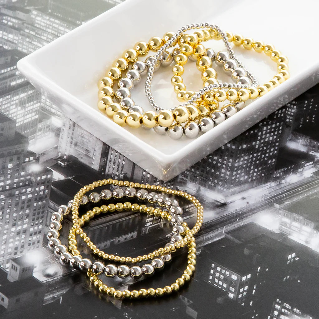 6mm Gold Brass Ball Beaded Bracelet