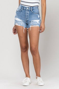 Button Fly Jean Shorts