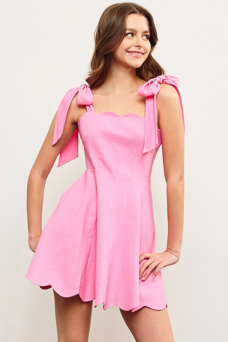 Scallop Edge Sleeveless Dress