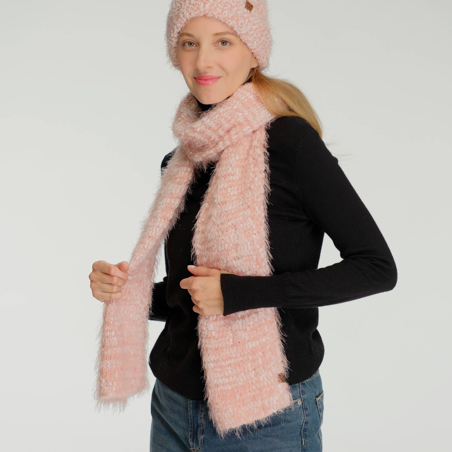 C.C Boucle Knit Oblong Winter Scarf