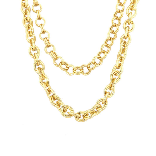 Double layer circle link toggle necklace