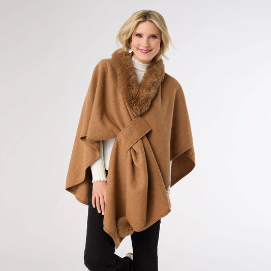 Rae Pull Through Wrap with Faux Fur