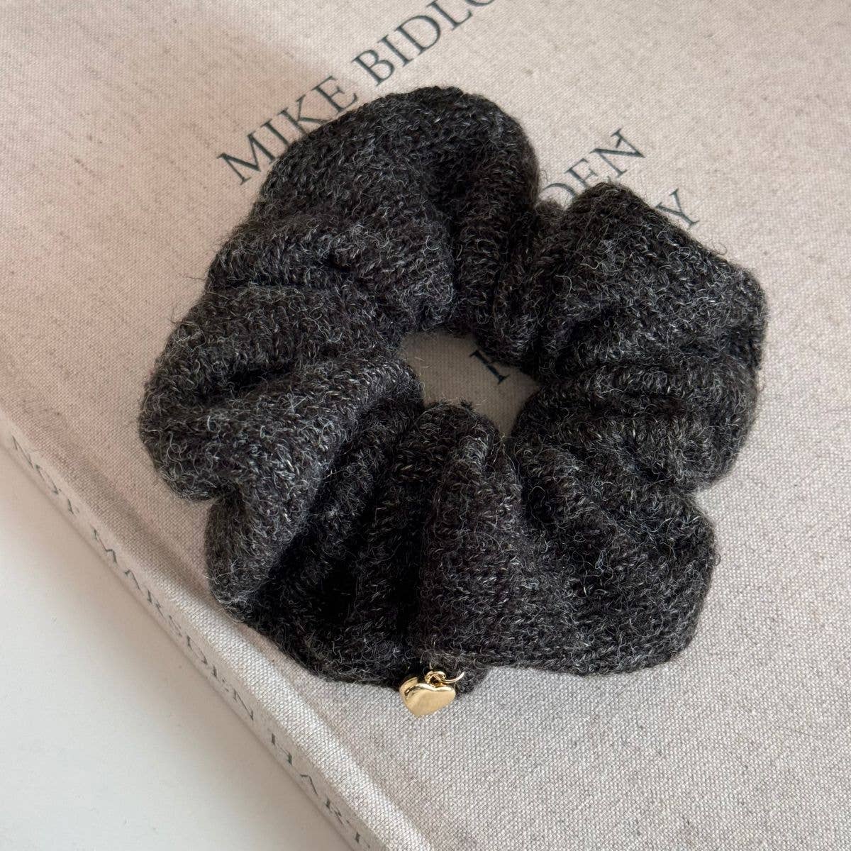 Heart Pendant Knit Hair Tie