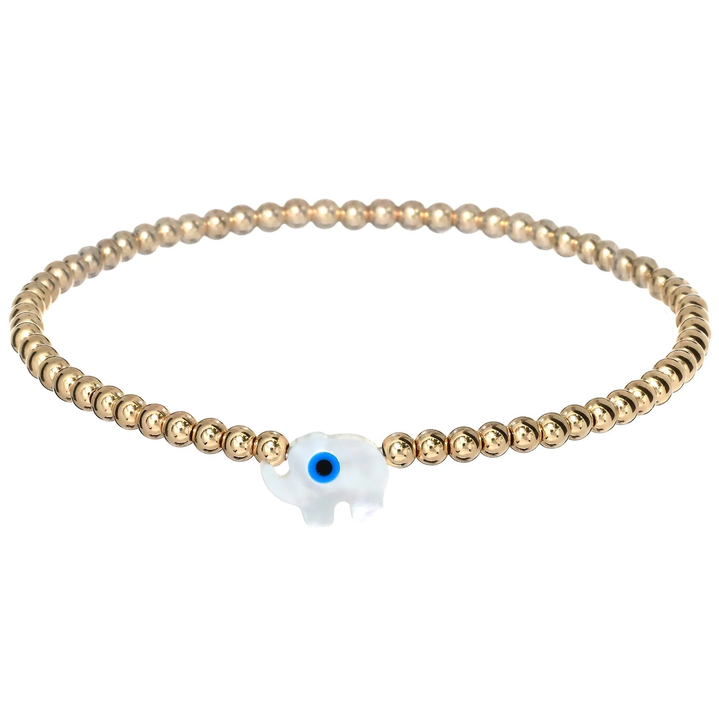 ELEPHANT EVIL EYE" MOP OPAL CHARM BRACELET