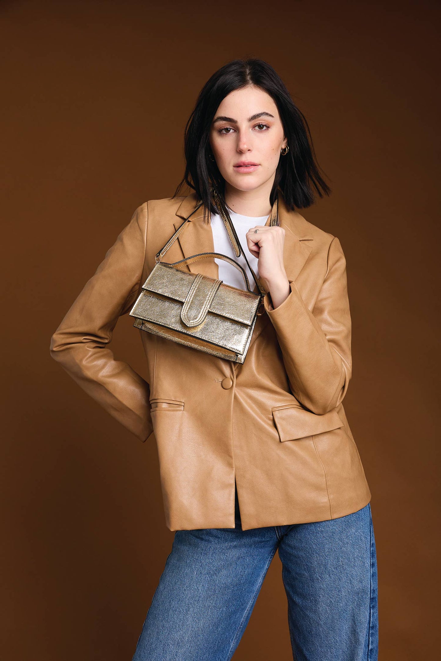 EH2570 Capri Metallic Satchel w/ Crossbody Strap