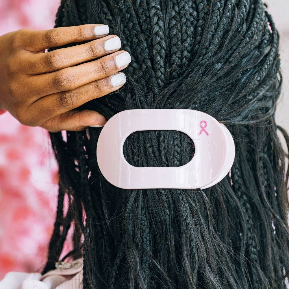 Flat Round Hair Clip | Large | Pink Ribbon Power