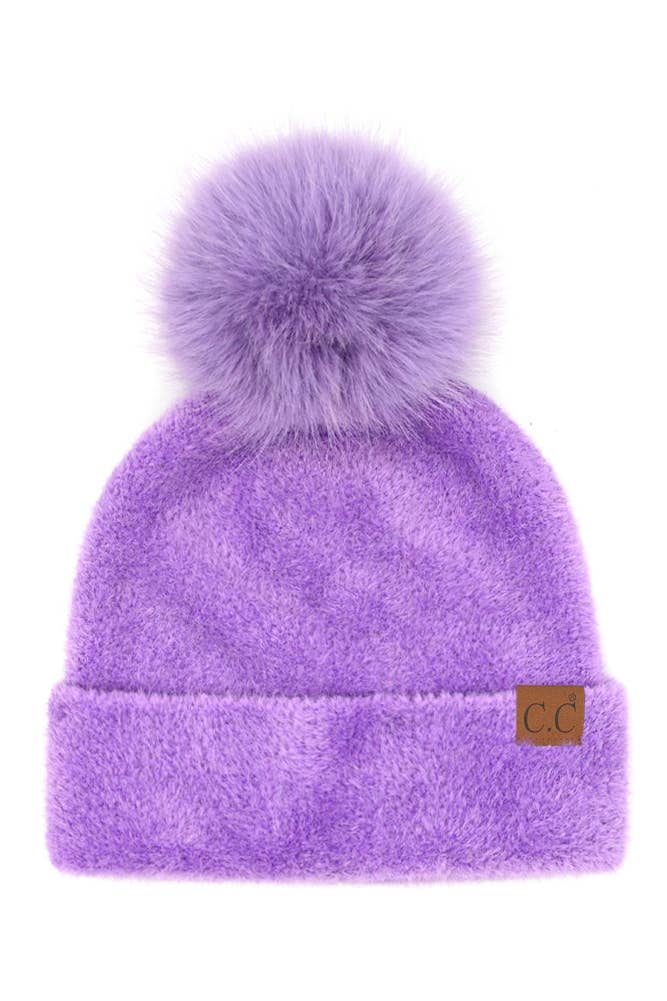 C.C Plush Terry Chenille Pom Beanie Winter Hat