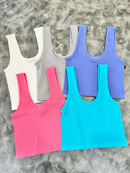 Rib V Neck Seamless Brami