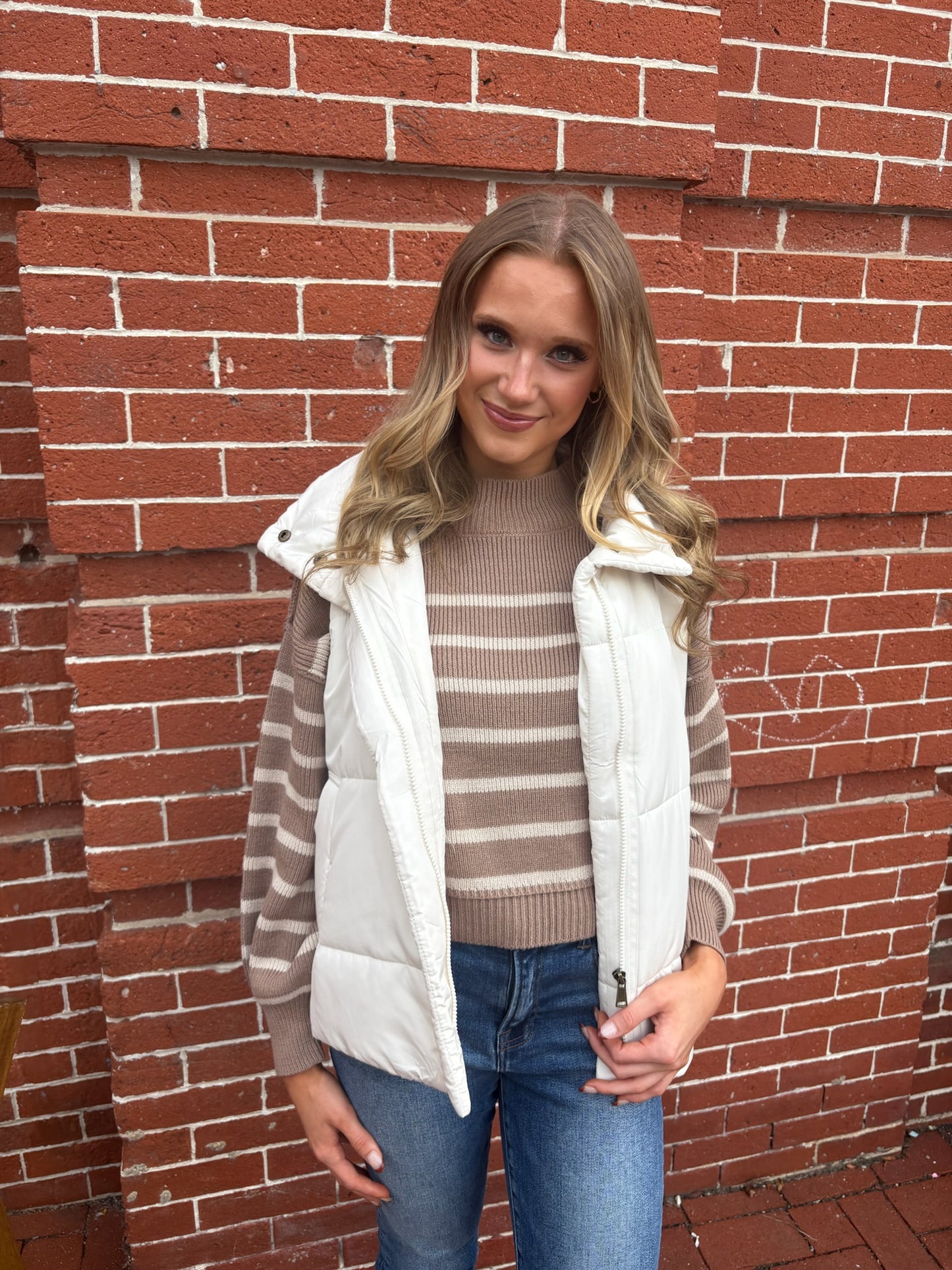 Mock Neck Stripe Sweater