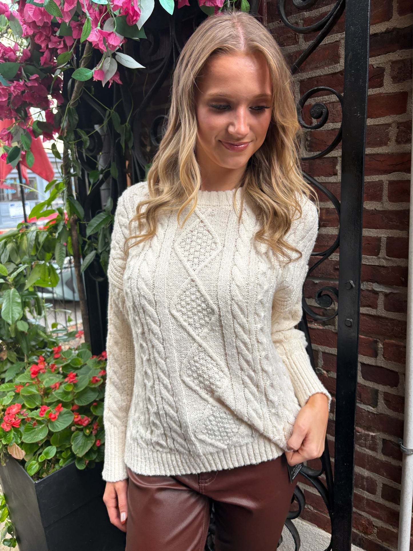 Crewneck Cable Sweater