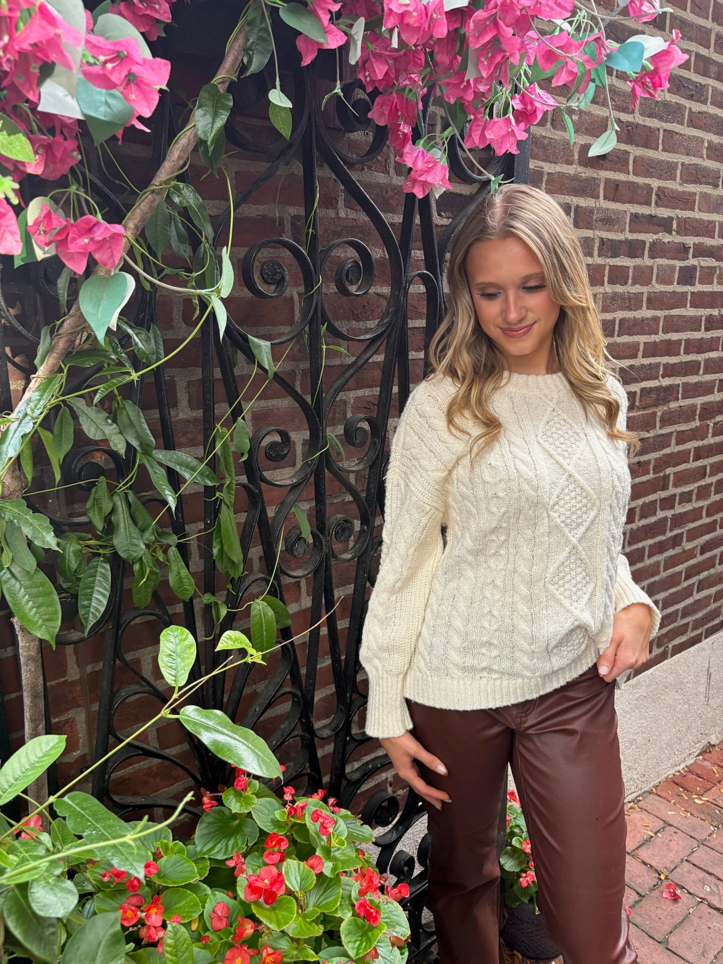 Crewneck Cable Sweater