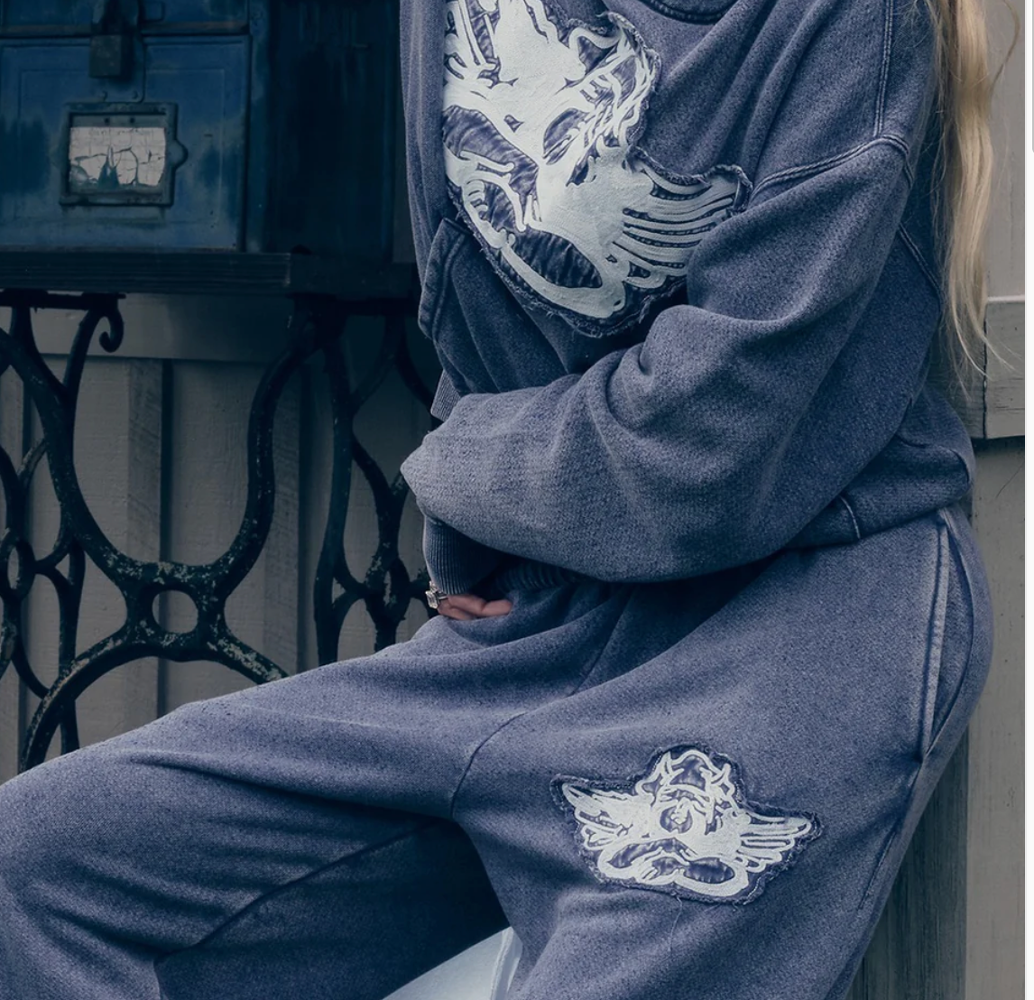BLUE STITCH ME UP RACER HOODIE