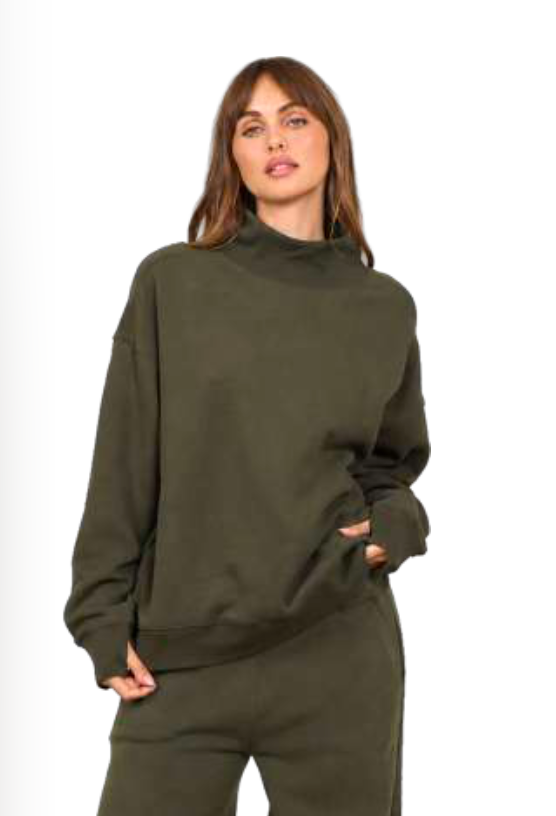 Olive Mock neck