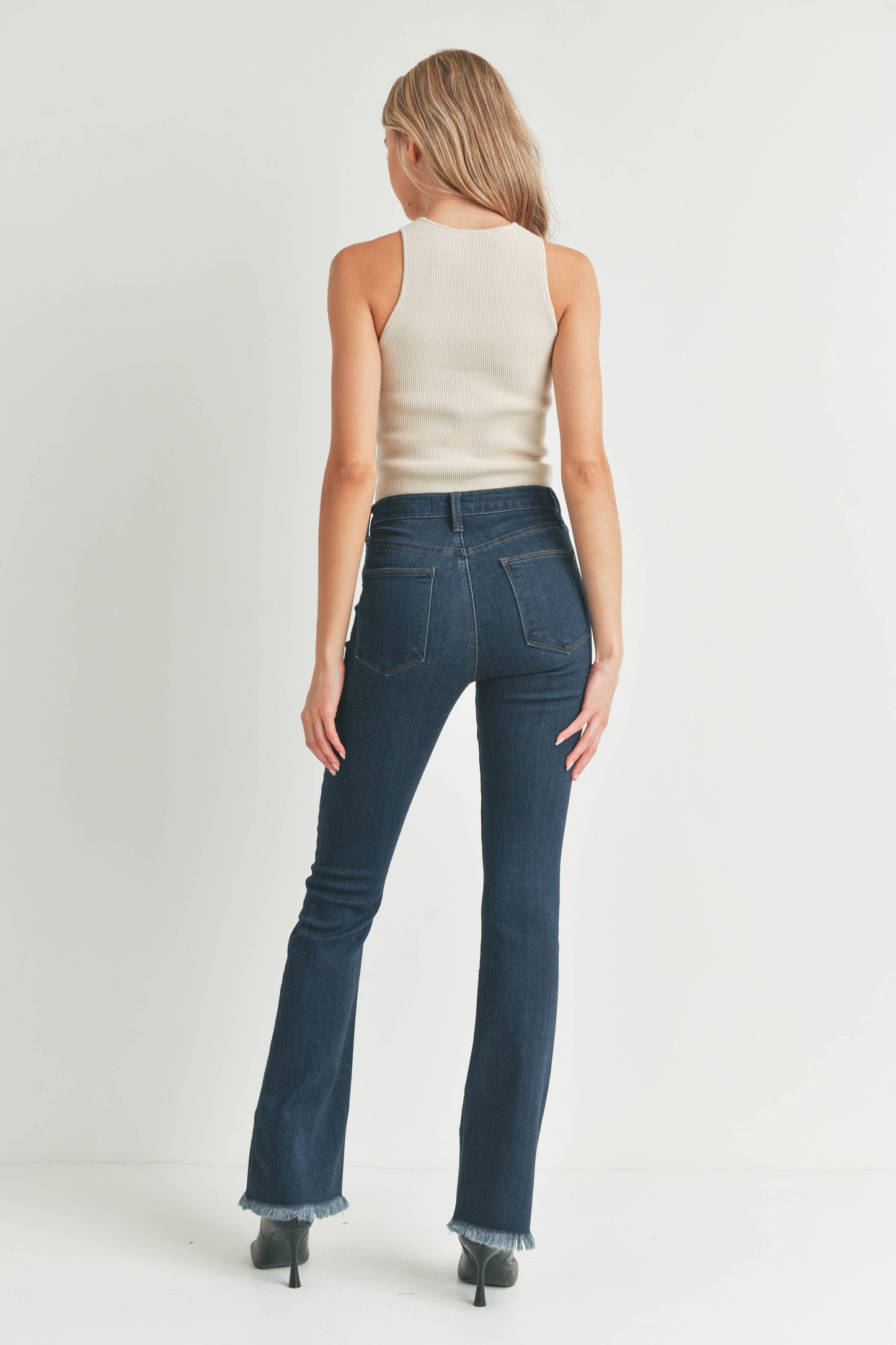 High Rise Frayed Bootcut