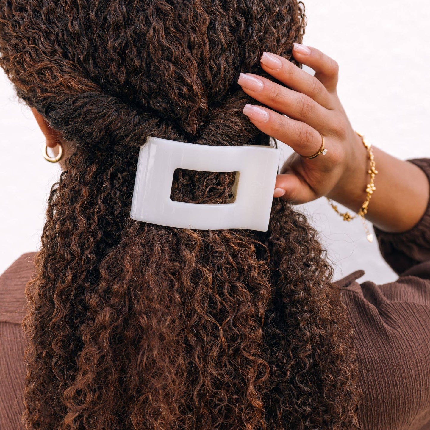 Flat Rectangle Hair Clip | Medium | Coconut White