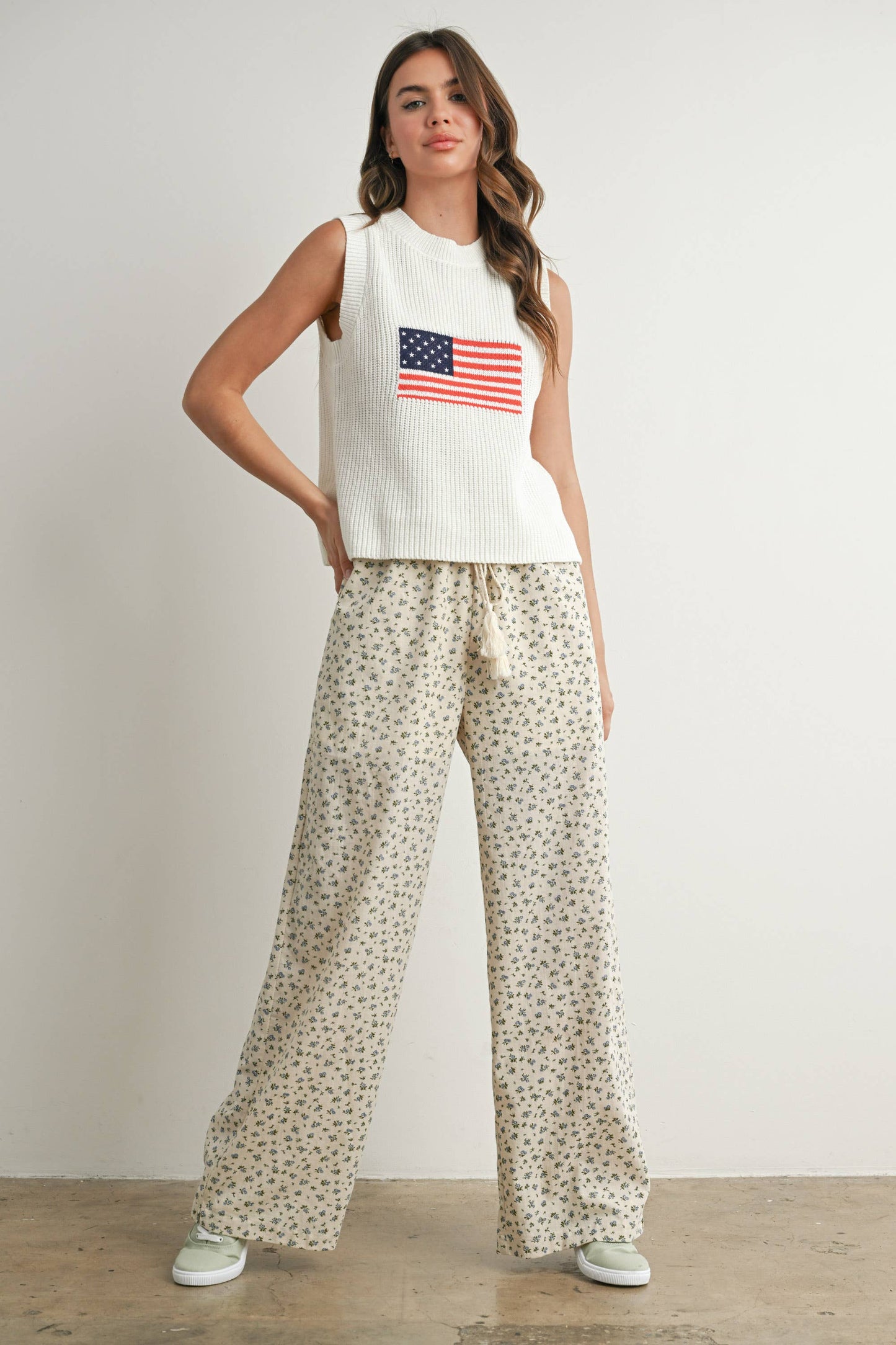 Flag Print Knitted Sweater