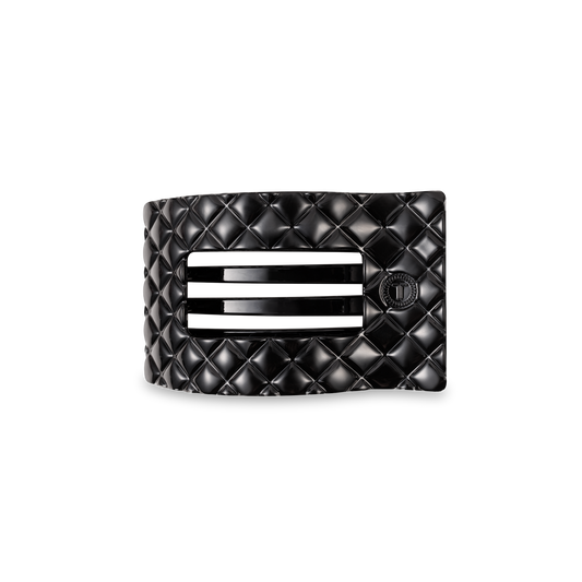 Flat Rectangle Hair Clip | Small | Jet Black Quilted