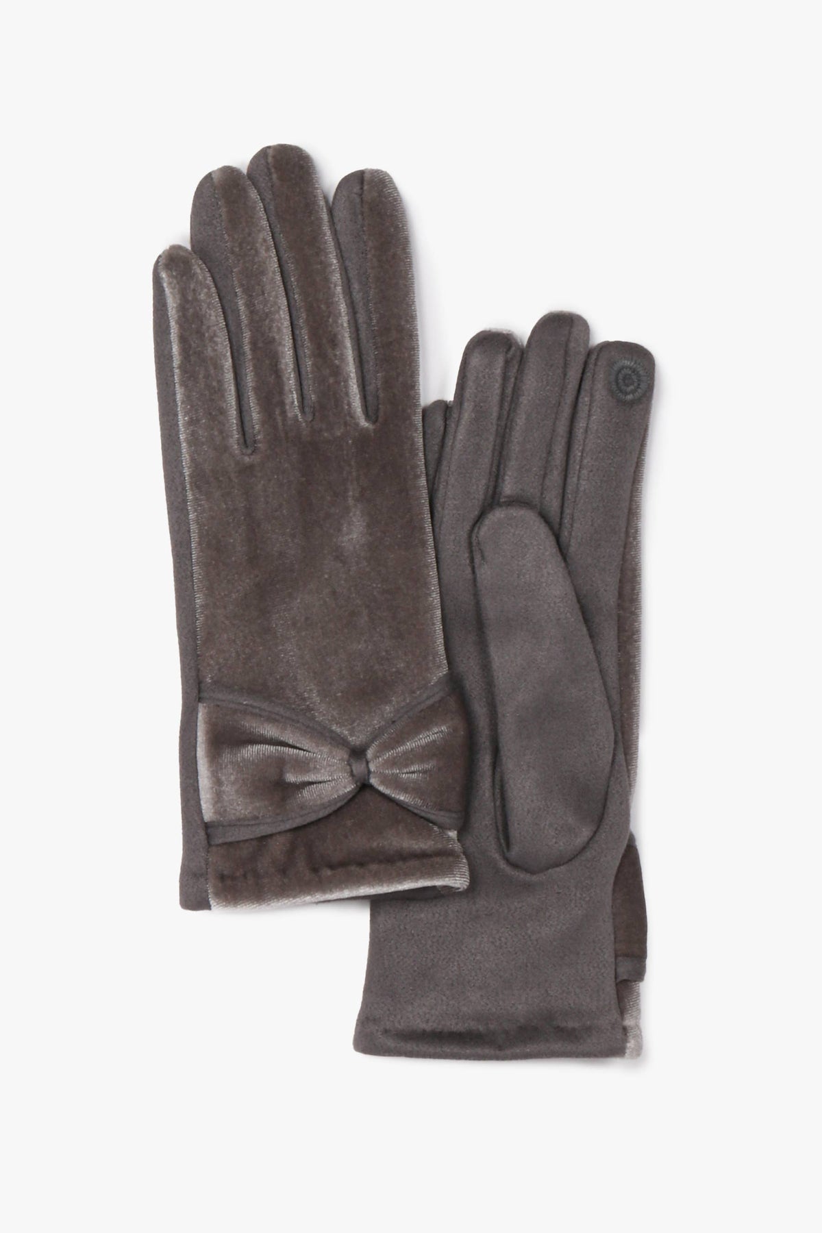 Tech touch velvet gloves with bow