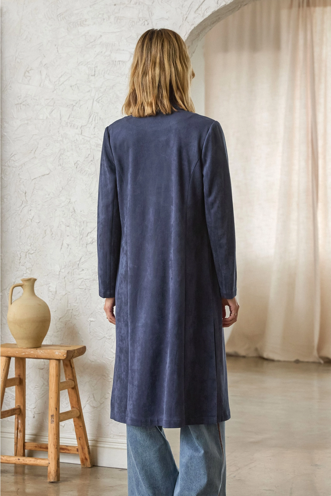Faux Suede Duster Coat