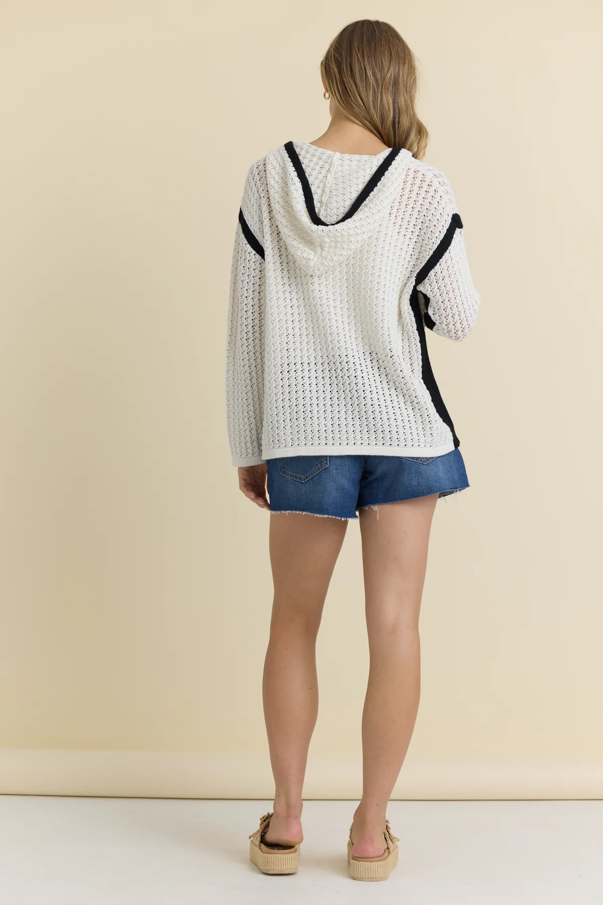 Contrast Crochet Hoodie