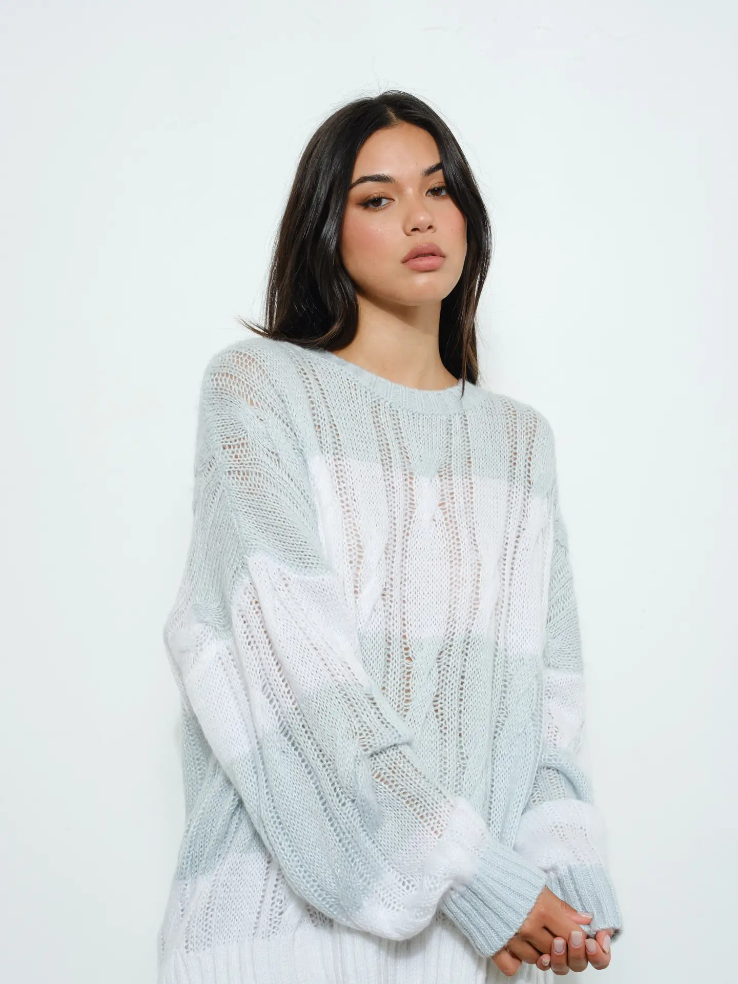 Striped Cable Knit Sweater