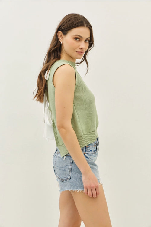 Sweater Vest Top with Back Bow