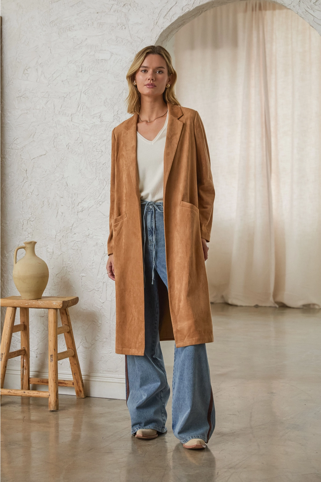 Faux Suede Duster Coat – La Chic Boutique