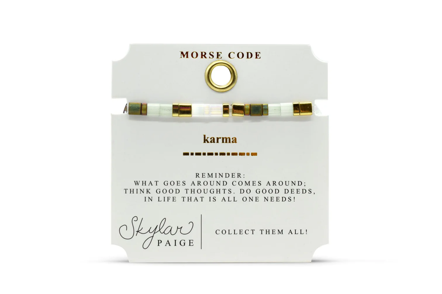 KARMA  - Morse Code Tila Beaded Bracelet