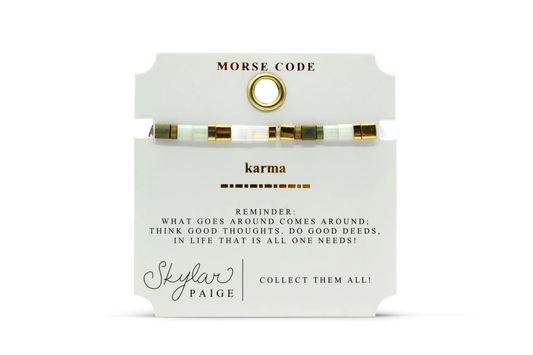 KARMA  - Morse Code Tila Beaded Bracelet