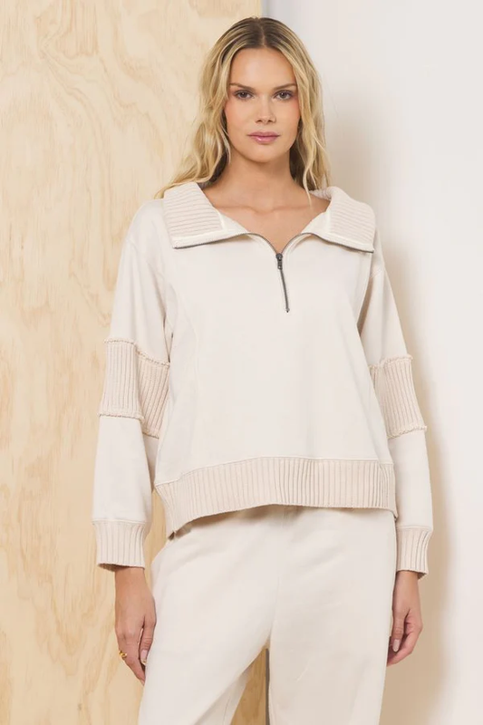 Fleece Quarter Zip w/ Rib Detail