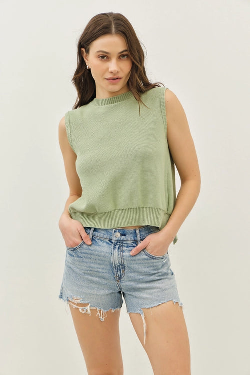 Sweater Vest Top with Back Bow