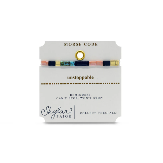 UNSTOPPABLE  - Morse Code Tila Beaded Bracelet