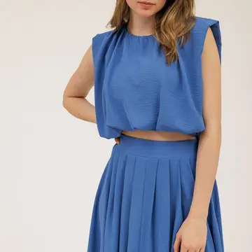Box Pleated Midi Skirt