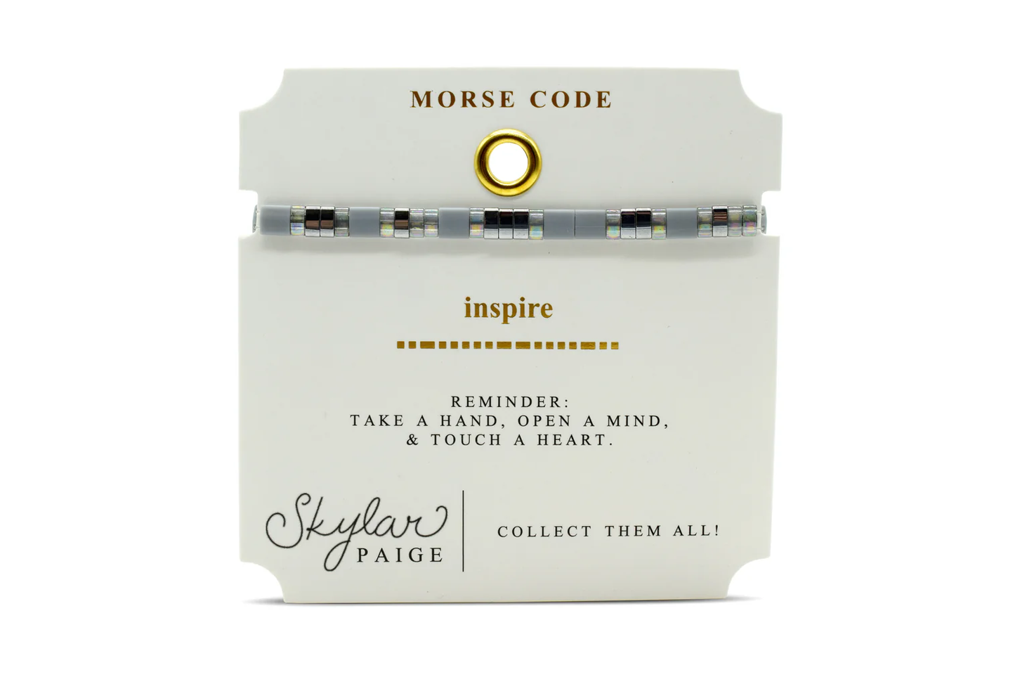 INSPIRE  - Morse Code Tila Beaded Bracelet