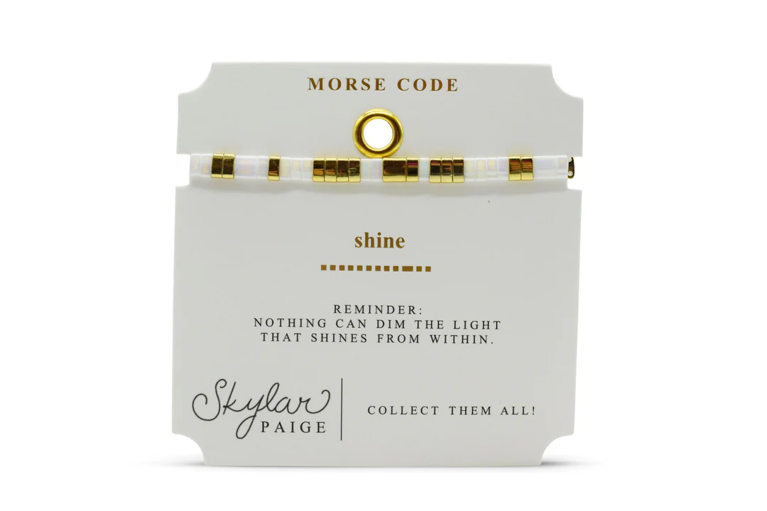 SHINE - Morse Code Tila Beaded Bracelet - Positive Pearl