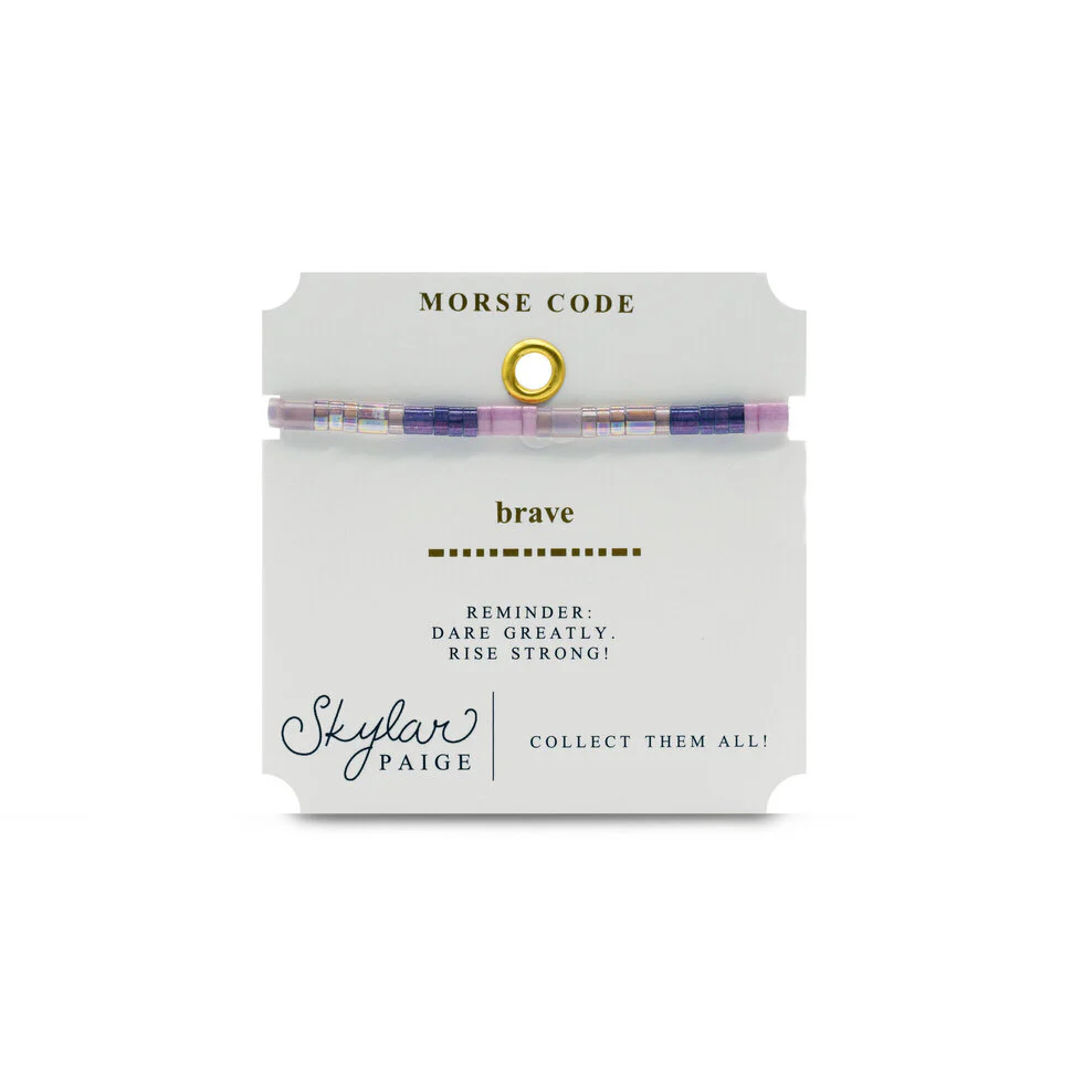 BRAVE - Morse Code Tila Beaded Bracelet