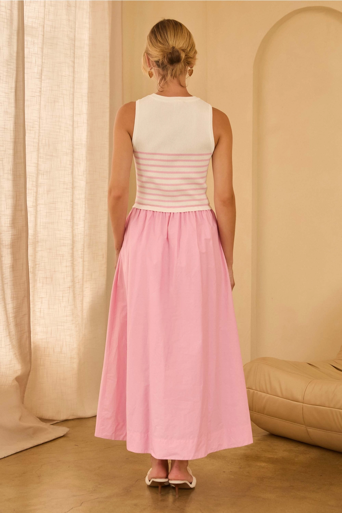 Sleeveless Mixed Media Midi Dress