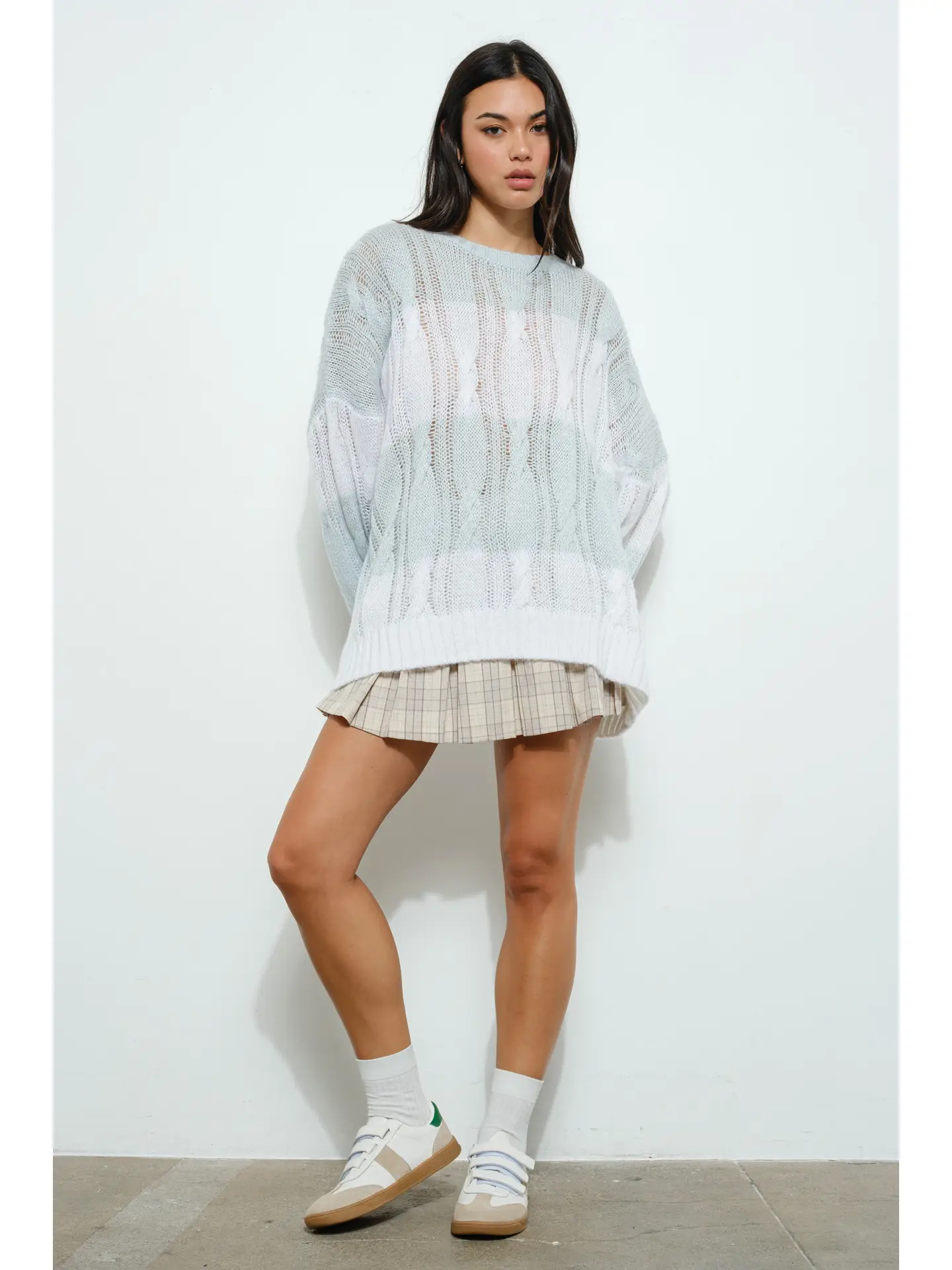 Striped Cable Knit Sweater