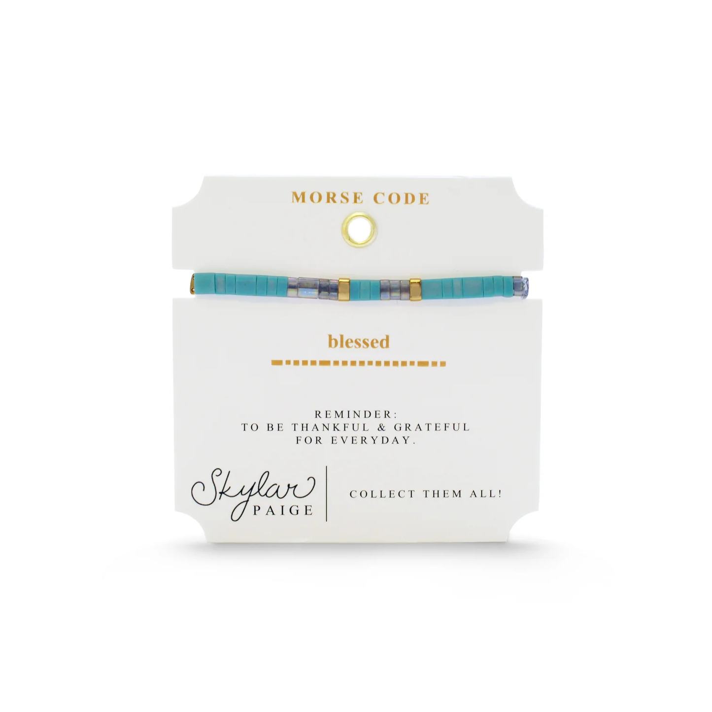BLESSED - Morse Code Tila Beaded Bracelet