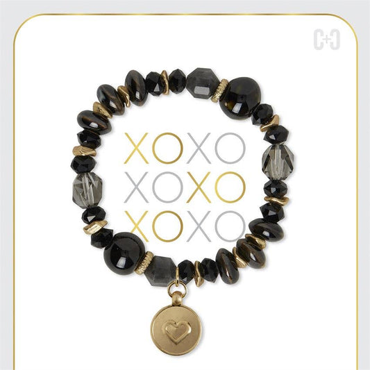 Hammered Heart Mixed Bead Bracelet