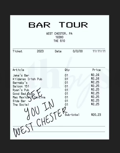 West Chester Bar Tour Hoodie 2025