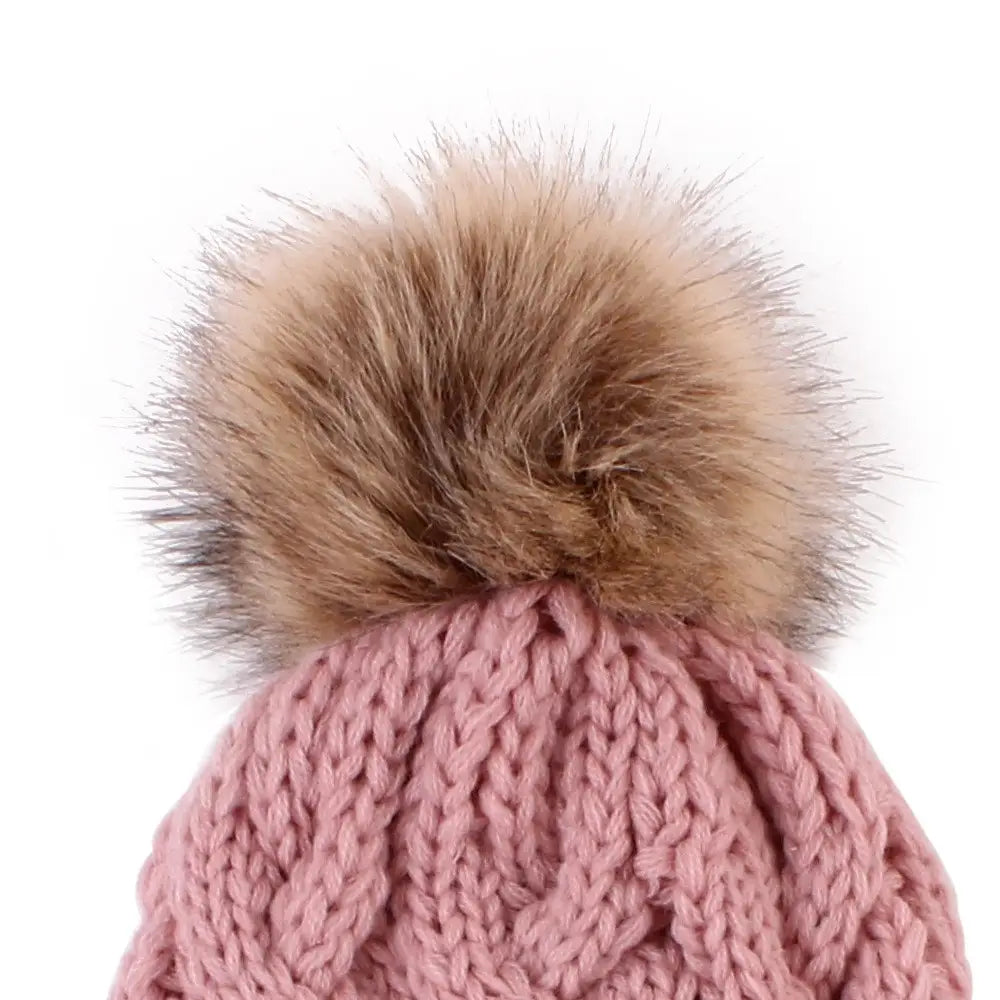 Twisted Cable Knit Pom Pom Beanie