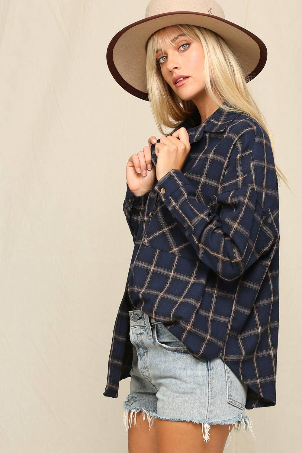 Oversized Plaid Button-Down Shirts