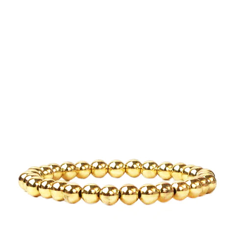 6mm Gold Brass Ball Beaded Bracelet