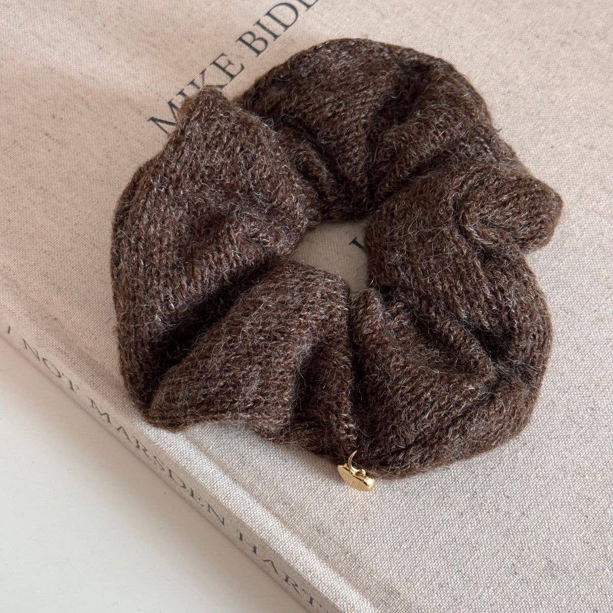 Heart Pendant Knit Hair Tie