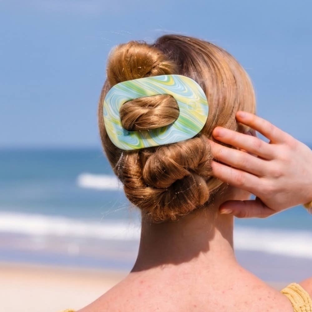 By the Sea Shore | Large | Flat Round Hair Clip