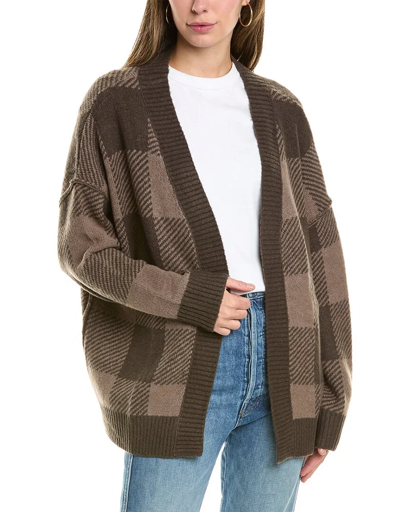 Plaid Checker Soft Knit Cardigan