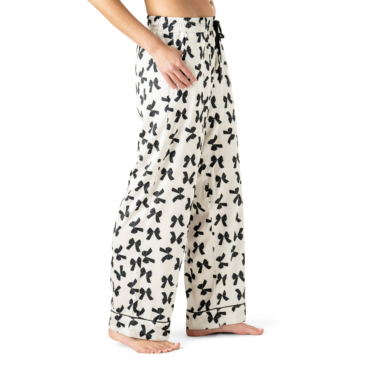 Hello Mello Bow So Lovely Satin Pajama Pant Open Stock