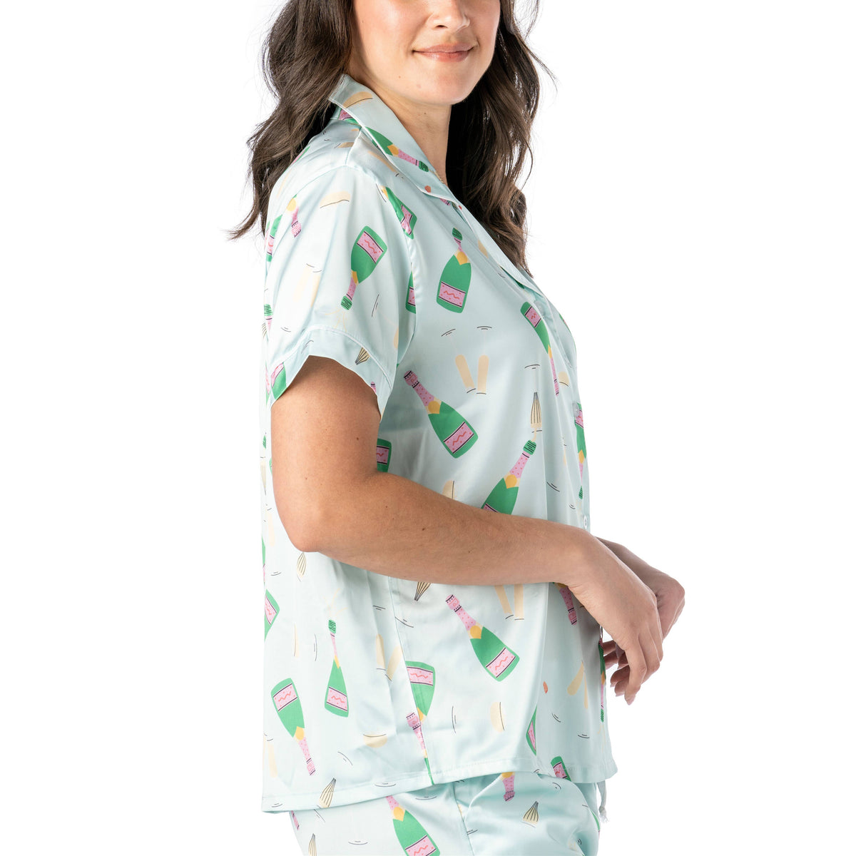 Boots & Bubbles Satin Pajama Top