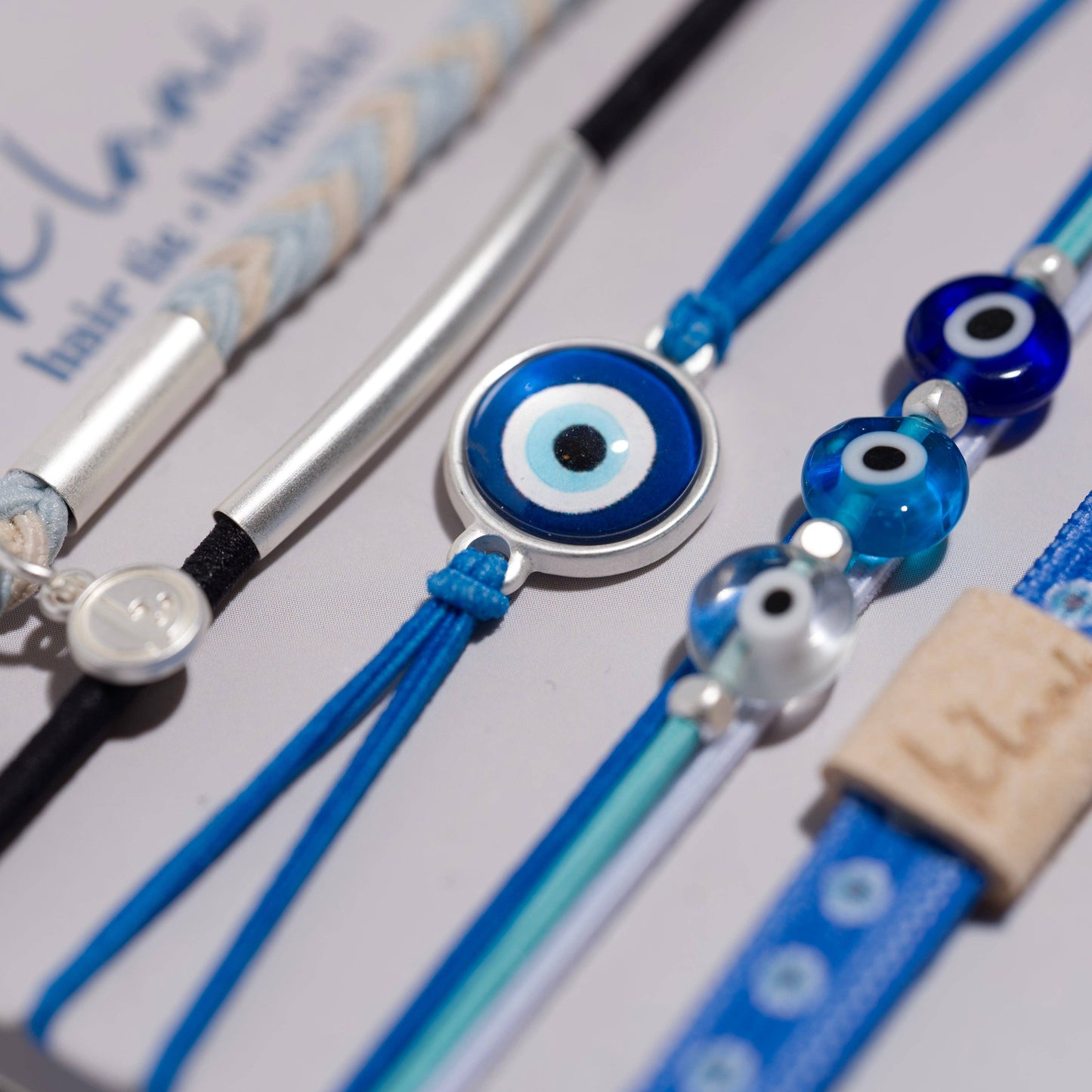 "Resist" Blue Evil Eye Hair Tie Bracelets